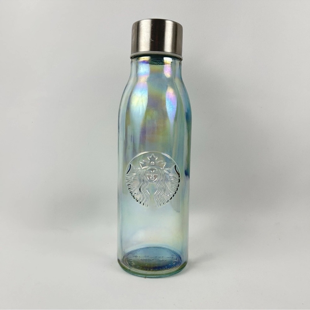 Starbucks Recycled Glass Rainbow Iridescent Water Bottle 20 oz Limited Edition